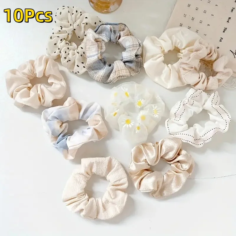 10 Stück Temperament-College-Stil, Dickdarm-Haarbänder, süß und niedlich, zum Binden, Haarschmuck für Frauen, Kopfbedeckung – Detail 2
