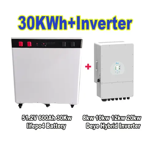 Deye 8kw 10kw 12KW 20kw Hybrid Inverter 15kw 20kw 30kw 46kw 50kw LiFePo4 Battery 48V 51.2V Power Bank Solar Energy Storage