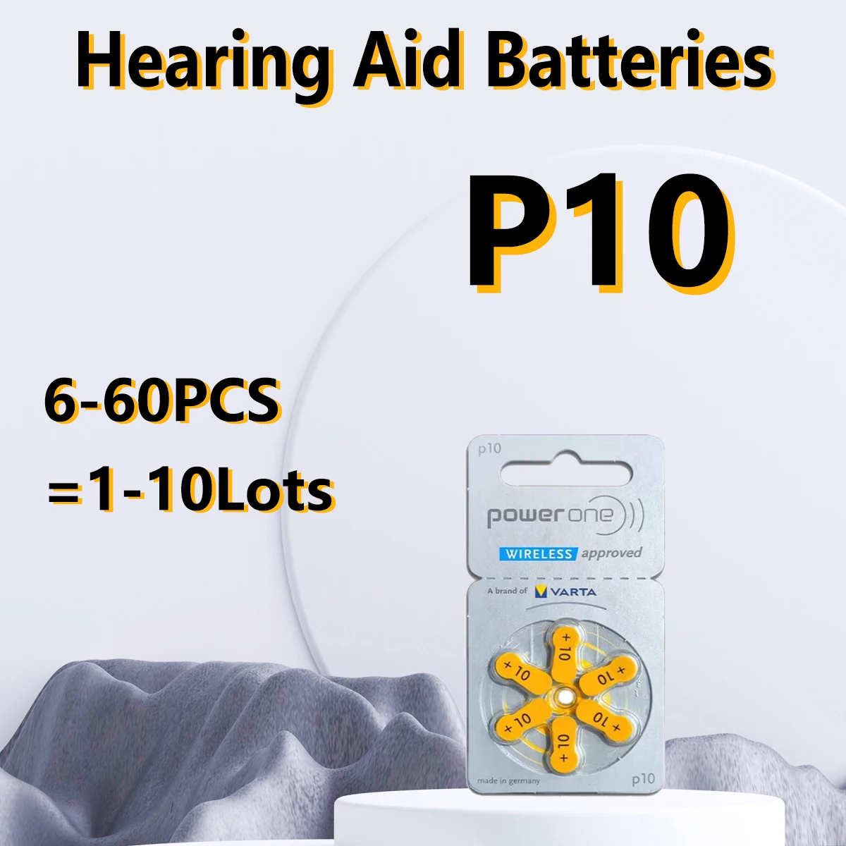 

6-60pcs PowerOne-batería para audífono P10, Zinc Air, 1,45 V, 10A, 10 a10, PR48suitable for CIC BTE earphones