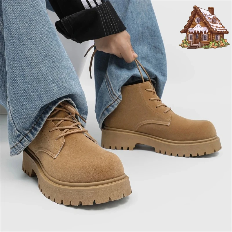 

Winter Top Retro Low Top Workwear Shoes Autumn Lace Up Men's Boots Casual Shoes Lace Up Men's Shoe Frosted Wear-resistant Sole