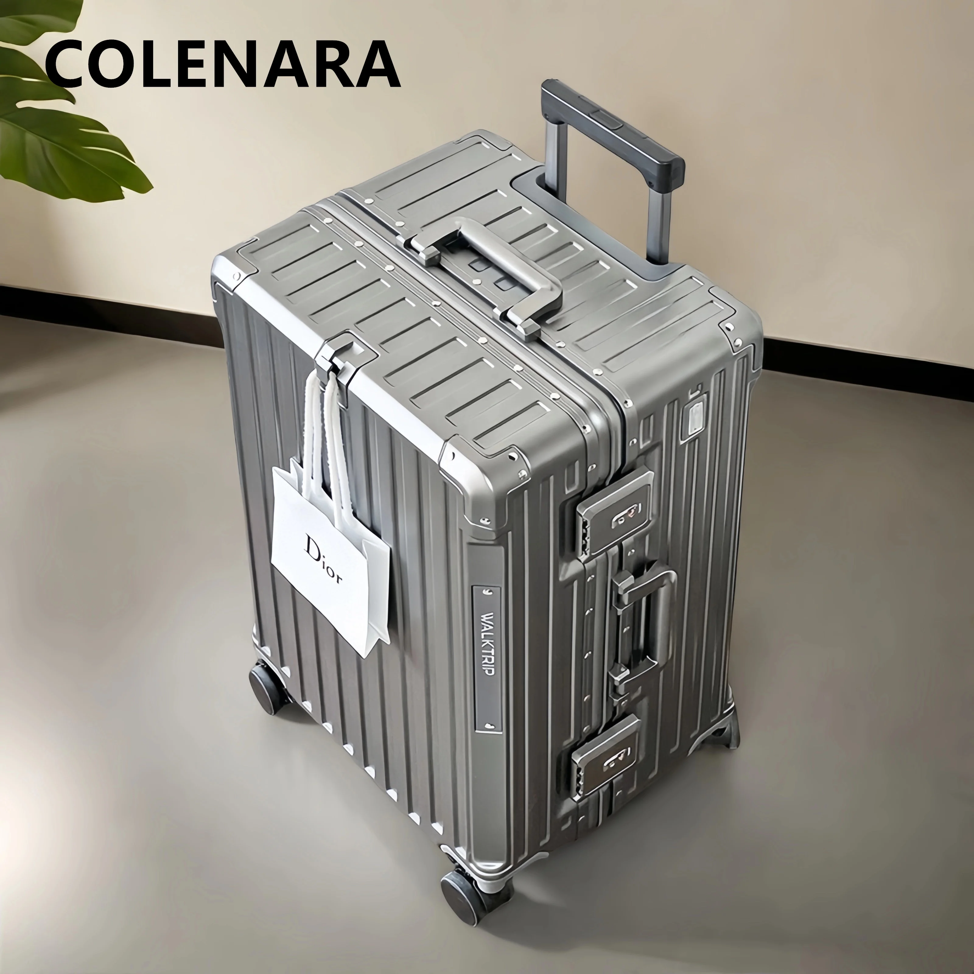 

COLENARA Aluminum Frame Suitcase Large Capacity Trolley Case PC Boarding Box 20"24"26"28"30"32 Inch with Wheels Rolling Suitcase
