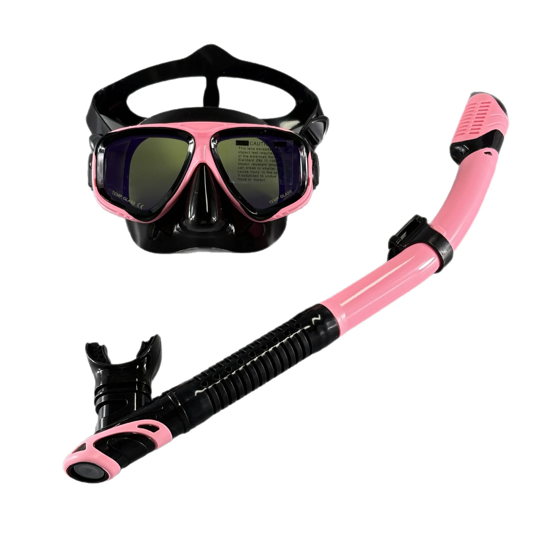 Floating diving breathing hose diving set mask - Silicone adult panoramic dry-type diving mask with coating