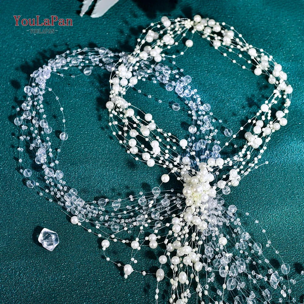 

YouLaPan Bridal Pearl Headband Hair Accessories Woman Hair Vine Beaded Tassel Wreath Wedding Bridesmaid Bride Headpiece HP538