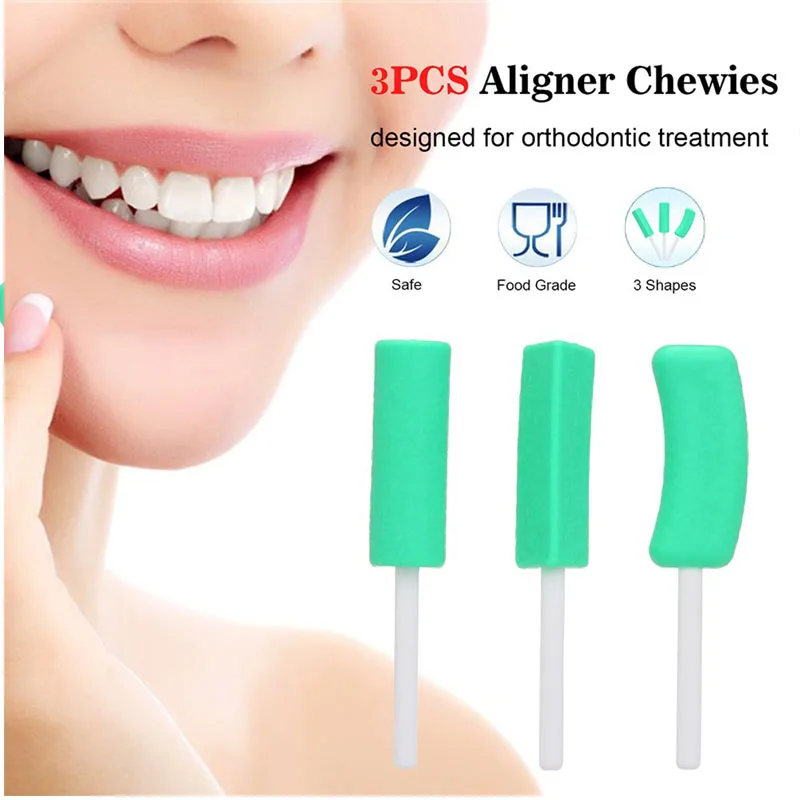 3PCS Aligner Chewies Dental Aligner Retainer with Hand Held With Comfort Bite Orthodontic Chew for Invisalign Aligners