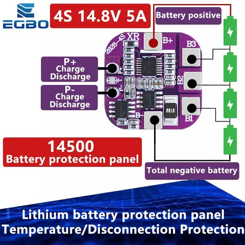 1~10PCS 4S 5A 14500 Packs Charge Board BMS 14.8V Same Port Lithium Battery Protection Board Temperature/Disconnection Protection