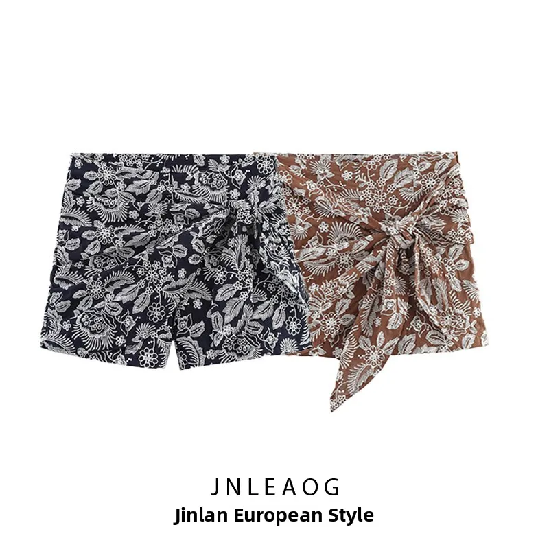 กางเกงกระโปรงปักลายดอกไม้สำหรับผู้หญิง JNLEAOG รุ่นใหม่ประจำฤดูใบไม้ร่วง ดีไซน์เรียบง่าย สไตล์ลำลอง ทรงขาตรง