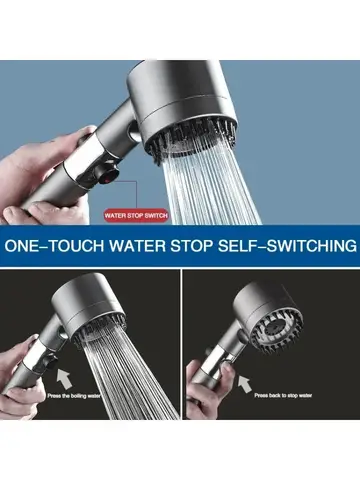 3-Mode Adjustable High Pressurized Filter Shower Head with Massage Brush Rain Faucet - Bathroom Shower Accessories