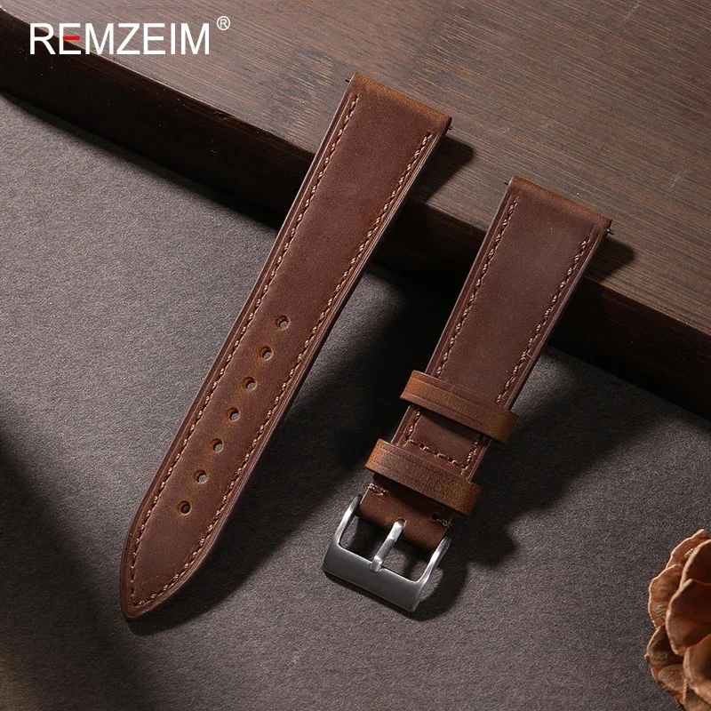 18mm 19mm 20mm 21mm 22mm Quick Release Leather Watch Strap Soft Retro Vintage Universal Leather Bracelets Wristband Men Women