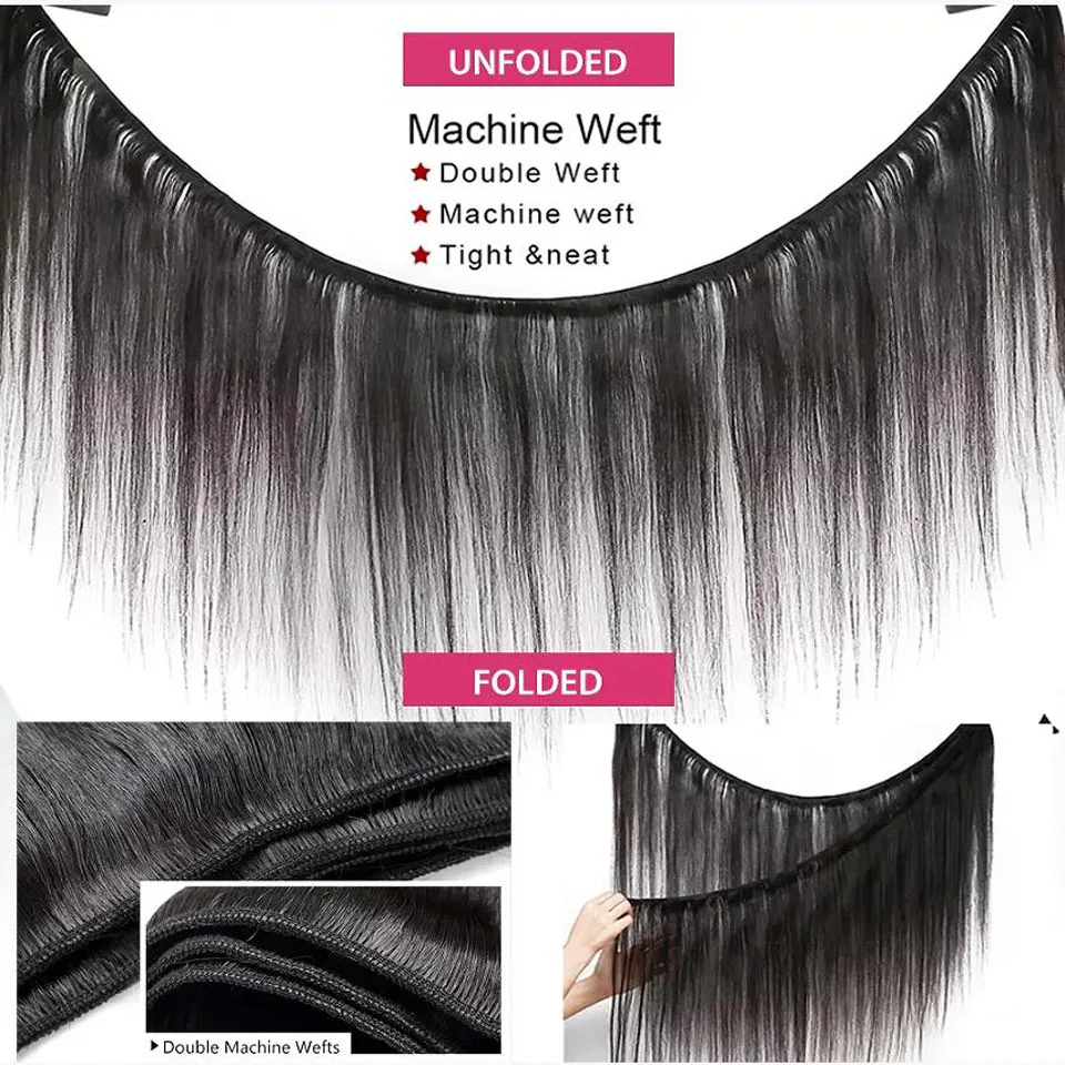 Fasci di capelli lisci Tissage 1/3/4 pezzi capelli umani naturali della donna tessuto brasiliano 10A estensioni dei capelli umani consegna 3 giorni francia
