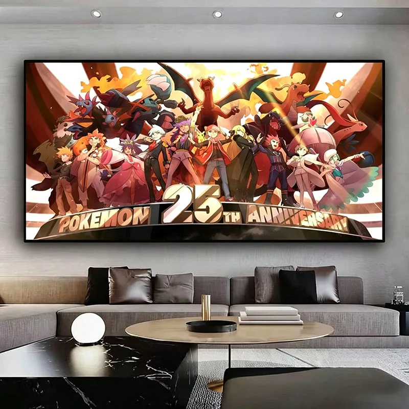 Pokémon Canvas Decorative Painting Frameless Cartoon Printing Pikachu ‌Charizard Raichu Eevee Room Decoration Poster HolidayGift