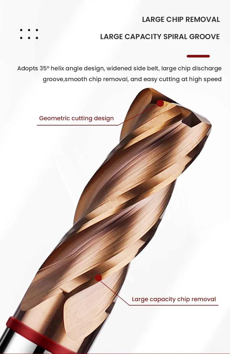 AZZKOR Hartmetall-Stahlfräser 4F Beschichtung CNC Mechanische Rundfräser Werkzeuge TGR-HRC55 – Detail 8
