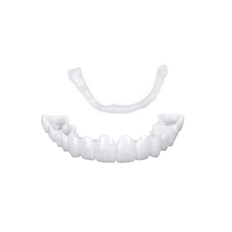 Kit de dentes de encaixe de folheado, substituição temporária falsa de clareamento dental, kit de montagem de reparo de pressão branco