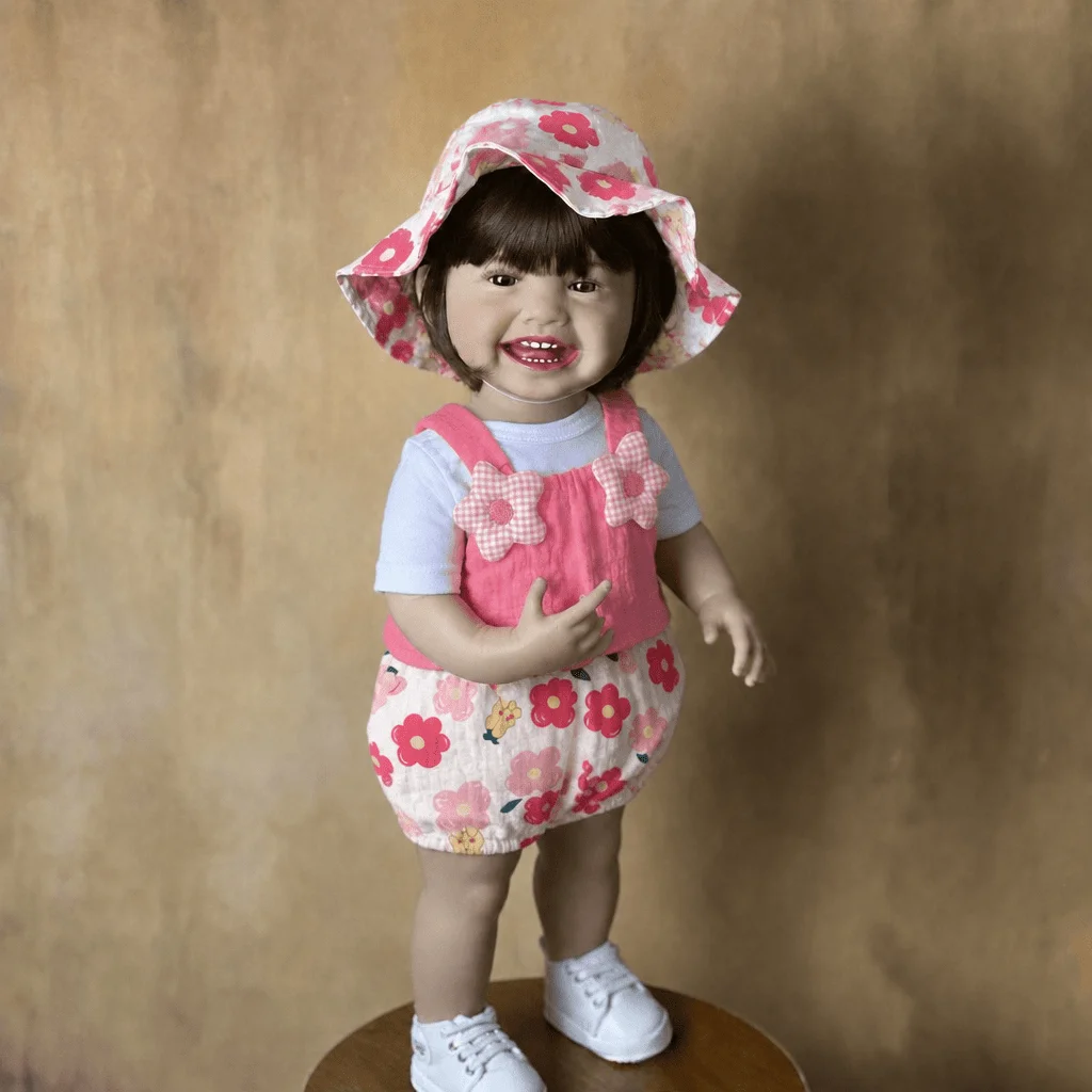 BZDOLL 55cm 22 Inch Full Vinyl Body Lifelike Smiling Reborn Baby Doll Equipped For Role Play Game Display Home Birthday Gift