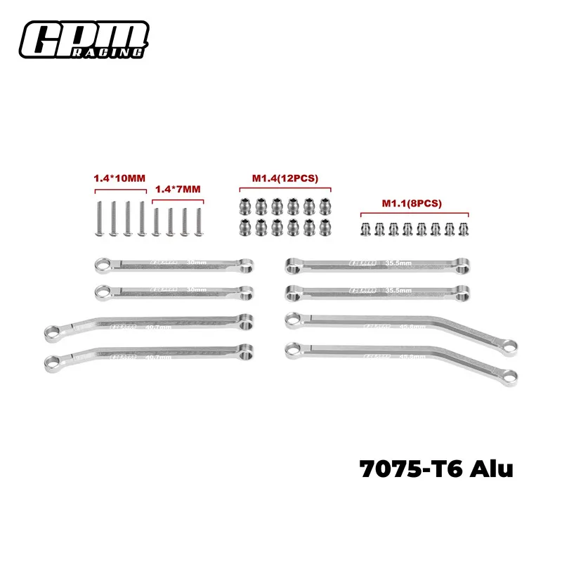 Tiges de direction avant et arrière en aluminium GPM 7075 - Ensemble complet pour AXIAL 1/30 SCX30 Ford Raptor/Wrangler