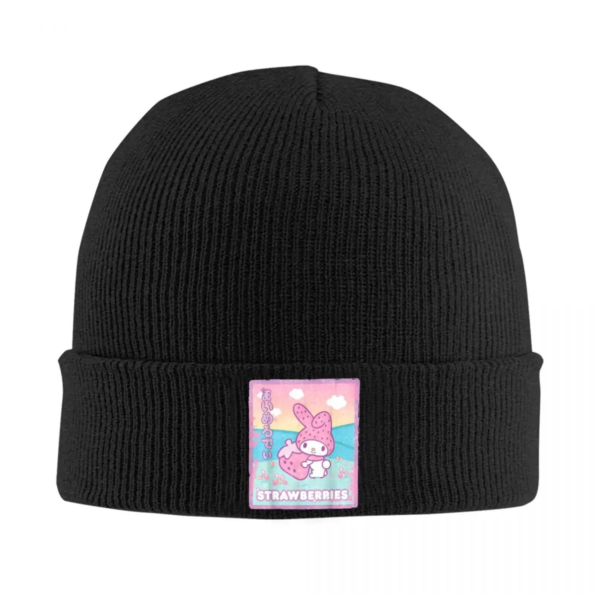 My Melody Strawberry Milk Knitted Caps for Women Men Beanie Autumn Winter Hot Sale Hats Acrylic Cute Cartoon Casual Caps