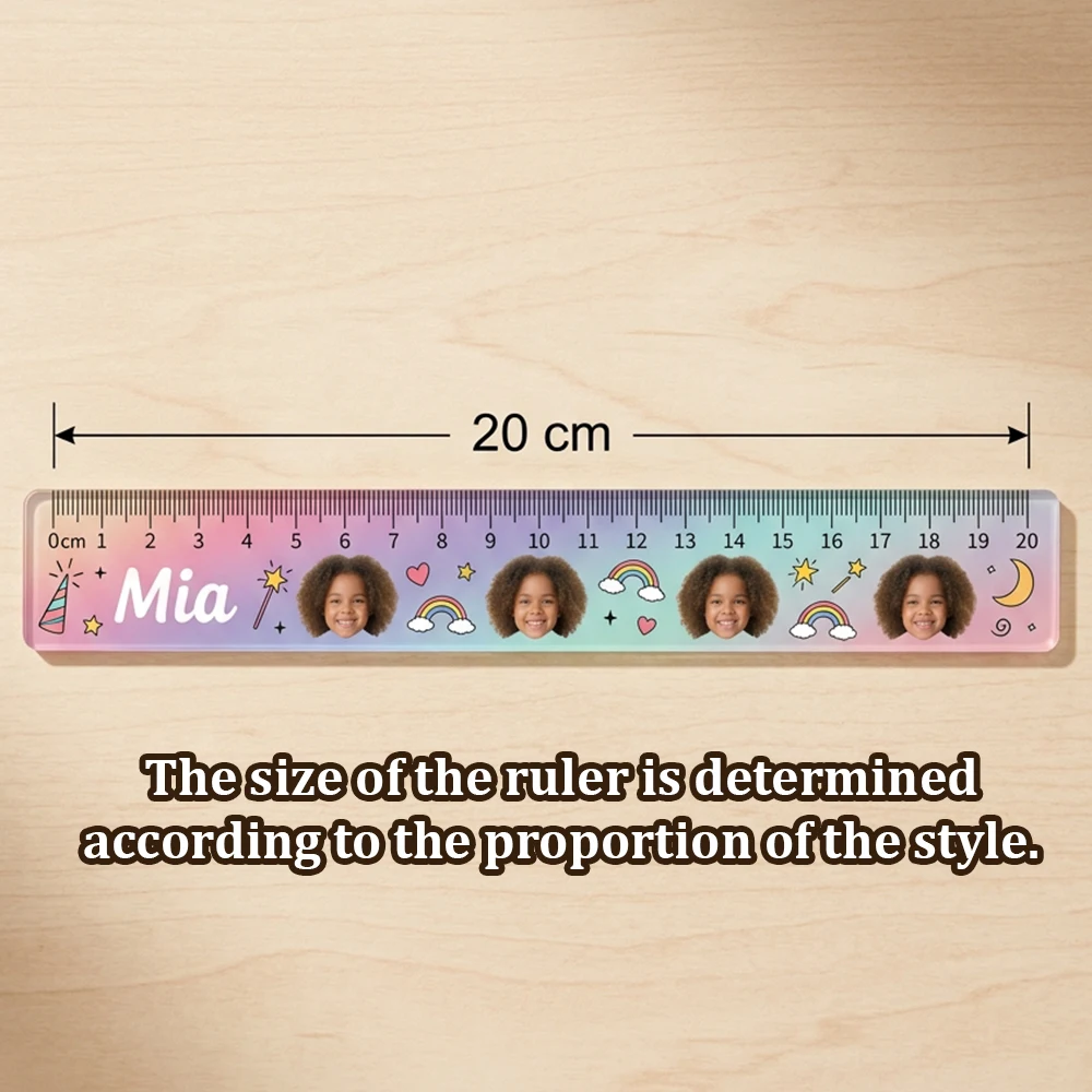 Personalized Custom Ruler,Custom Face Image & Text,Colorful Stationery,Birthday Present,Primary Students,Homework,Art Sketching