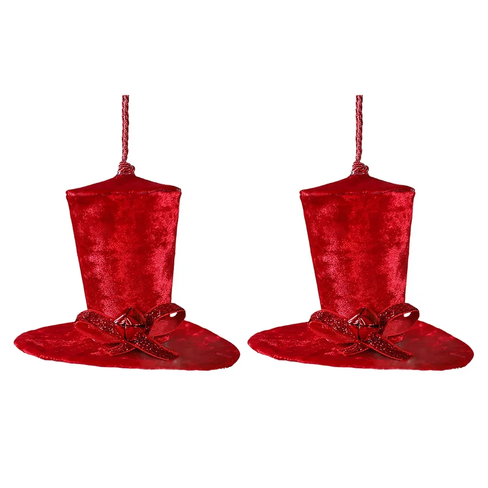 

4 PCS Christmas Top Hat Ornaments White Red Christmas Top-Hat Ornaments Cozy & Festive Decor Christmas-Tree Decoration Ornaments