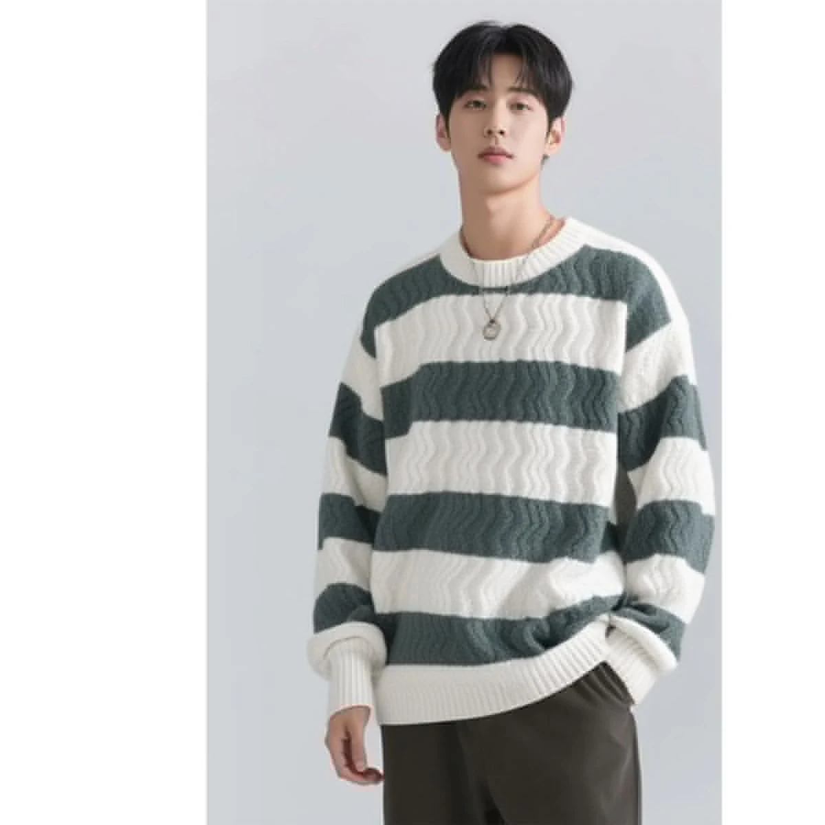 

Осень-зима круглый трикотаж с рисунком Ne, мужской базовый слой, теплый, повседневный, свободный крой, длинный све, полиэстер, молодежная мода