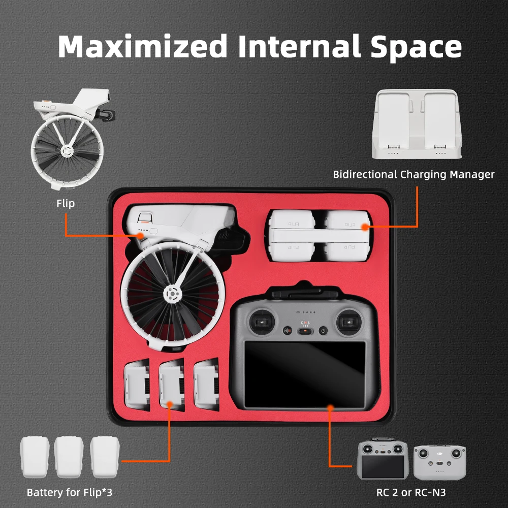 BRDRC valise pour Drone à rabat DJI, sac de rangement à coque rigide de grande capacité, boîte de sécurité antidéflagrante, accessoires rabattables