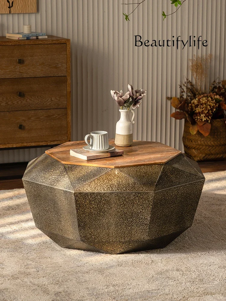 

bY American retro coffee table combination creative special-shaped living room wrought iron short pier light luxury high sense