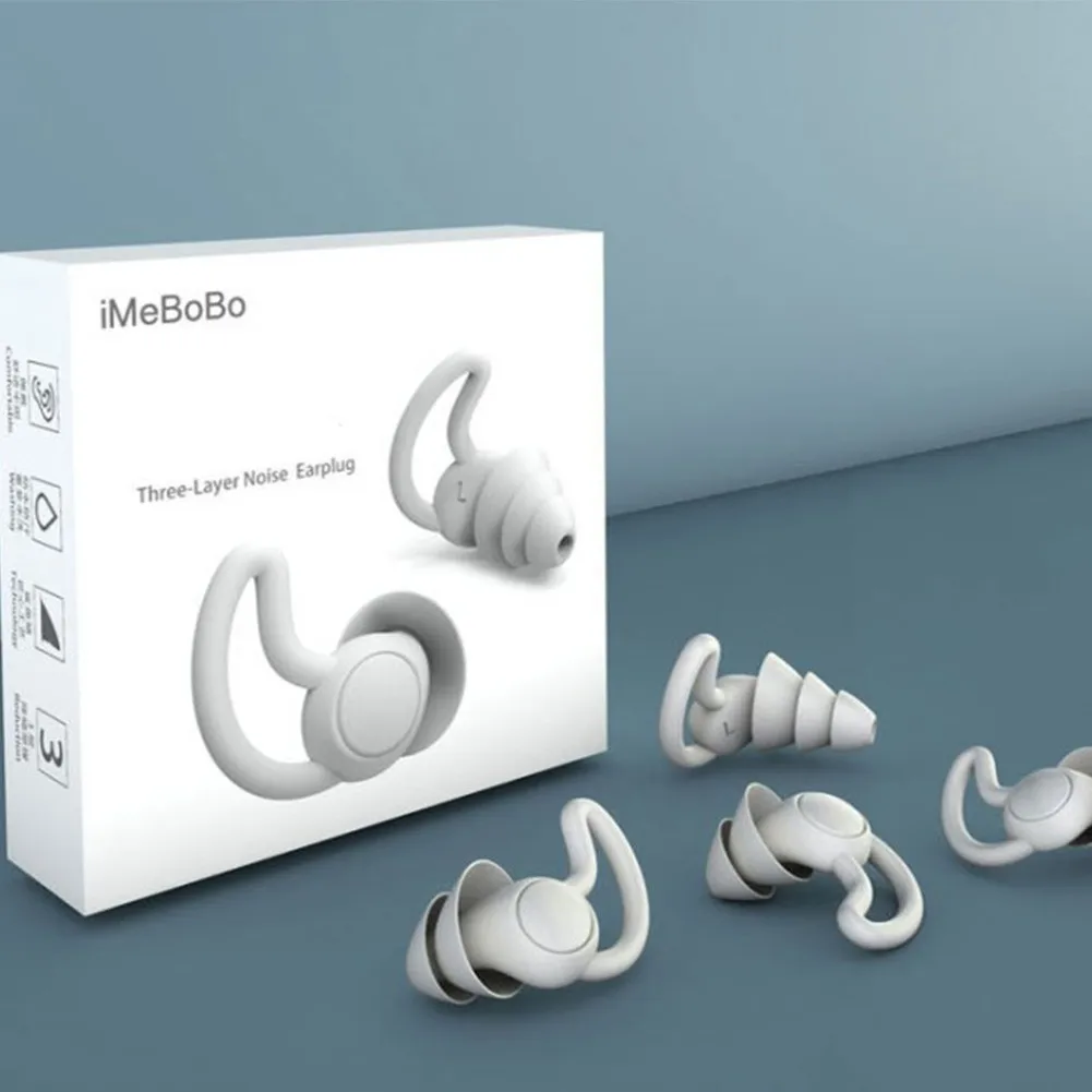 Reusable Earplugs Safe Silicone Noise Cancelling 3-layer 40dB A Pair Of Boy&girl Ear Plugs For Sleep Grey Quality