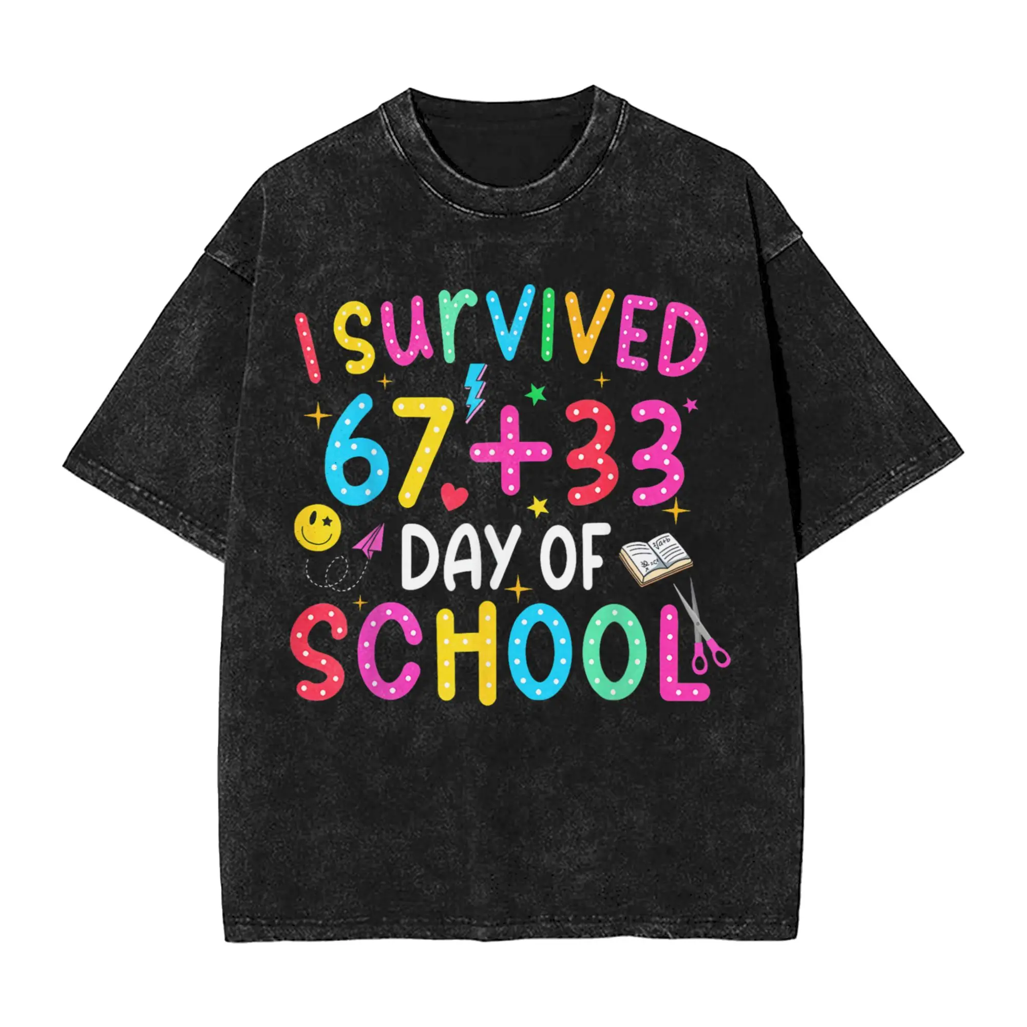 

Bruh I Survived 67 + 33 Days of School 100th Day of School T Shirts Men's 100% Cotton Vintage T-Shirts O Neck Tees Short Sleeve