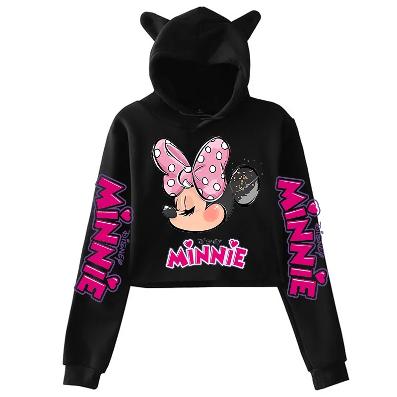 

Crop Top Hoodies Cute Cartoon Manga Disney Mickey Minnie Mouse Hoodie Clothes Kid Girl Boy Sweatshirt Cropped Hoody Baby Top