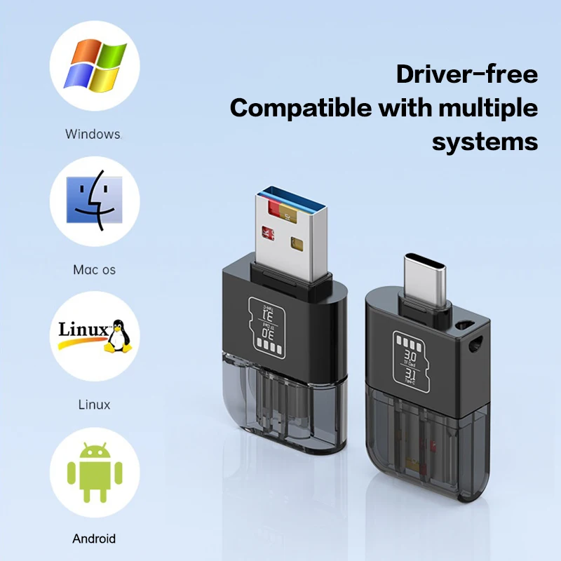 เครื่องอ่านการ์ด SD/TF พร้อมอะแดปเตอร์ USB 3.1 Type C; ฟังก์ชั่น OTG สําหรับพีซี แล็ปท็อป อุปกรณ์ Android Huawei Xiaomi และ Mac