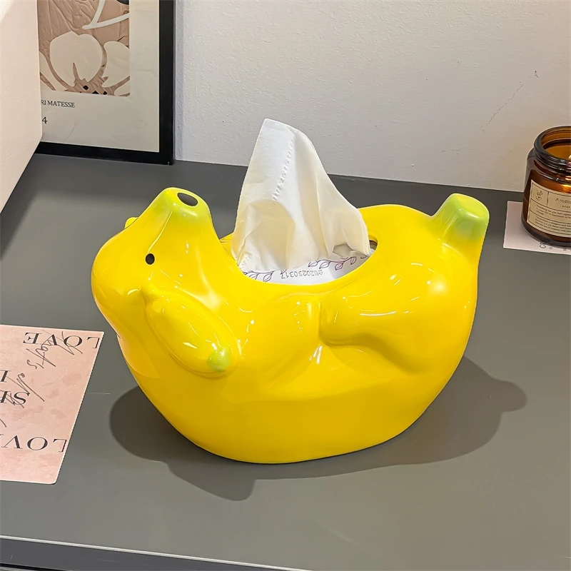 

Керамическая коробка для салфеток с банановой собакой, милый элегантный настольный держатель для салфеток для гостиной, обеденного стола, дома, уютный подарок для женщин и детей