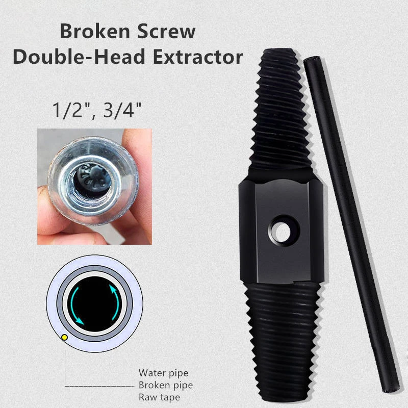 Double Head Tap Faucet Valve Broken Screw Extractor Thread Tapping Pipe Damaged Wire Water Pipe Bolt Broken Remover Hand Tool