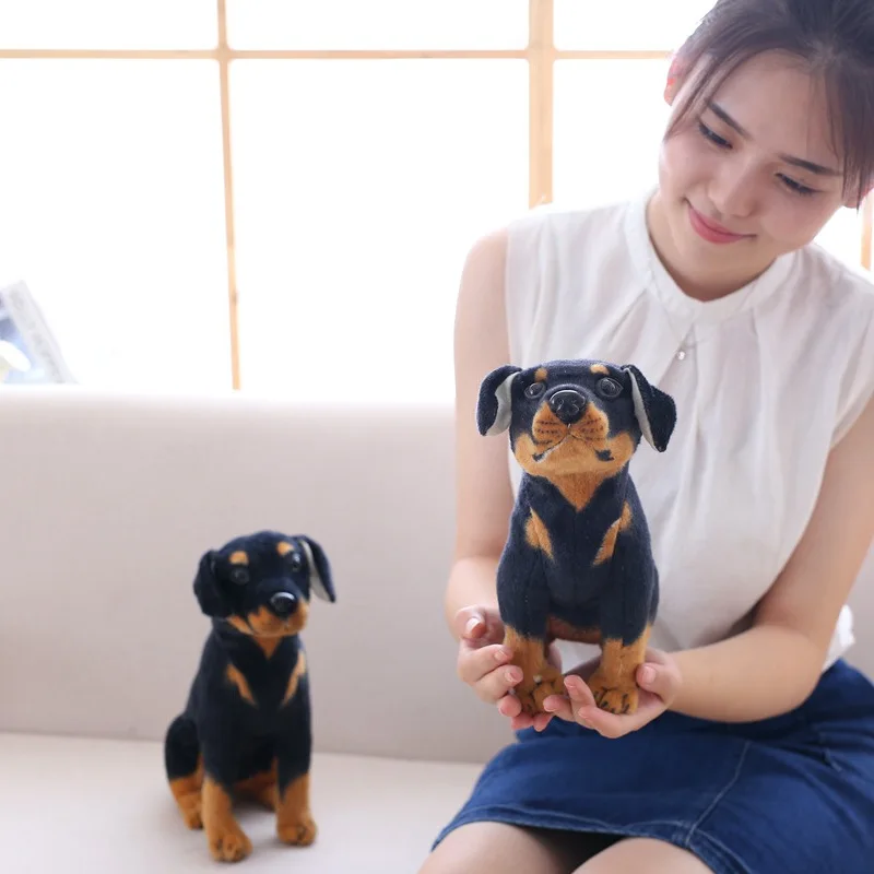 Simulation Rottweiler Dog Soft Doll Squatting Dog Plush Toy KidsToy Xmas Gift b2096