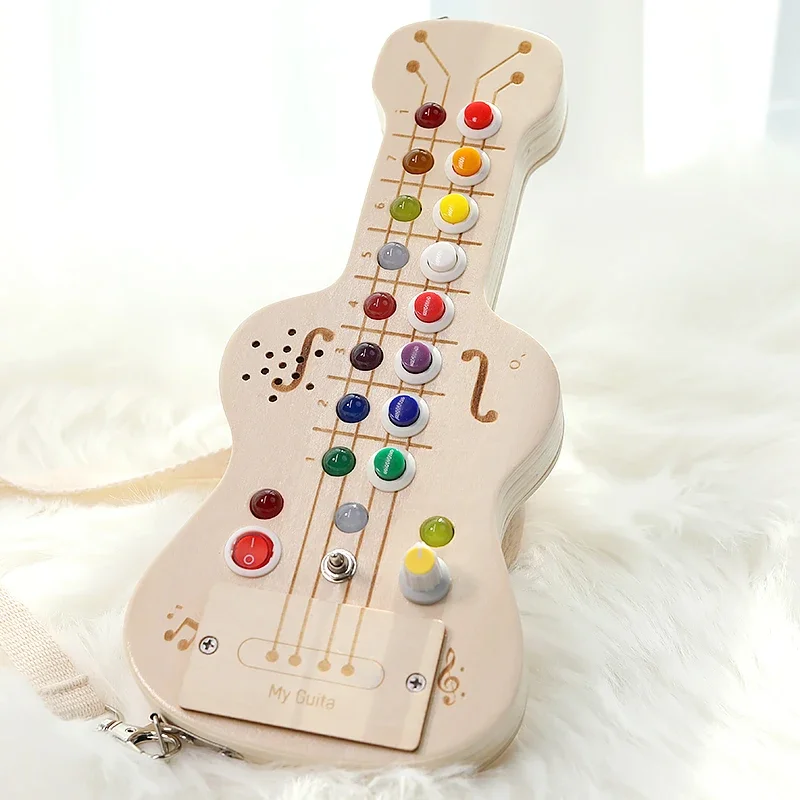 Gitara elektroniczna dla dzieci, zabawka edukacyjna, wczesna edukacja, zabawki edukacyjne, kolorowe światła, dźwięki.