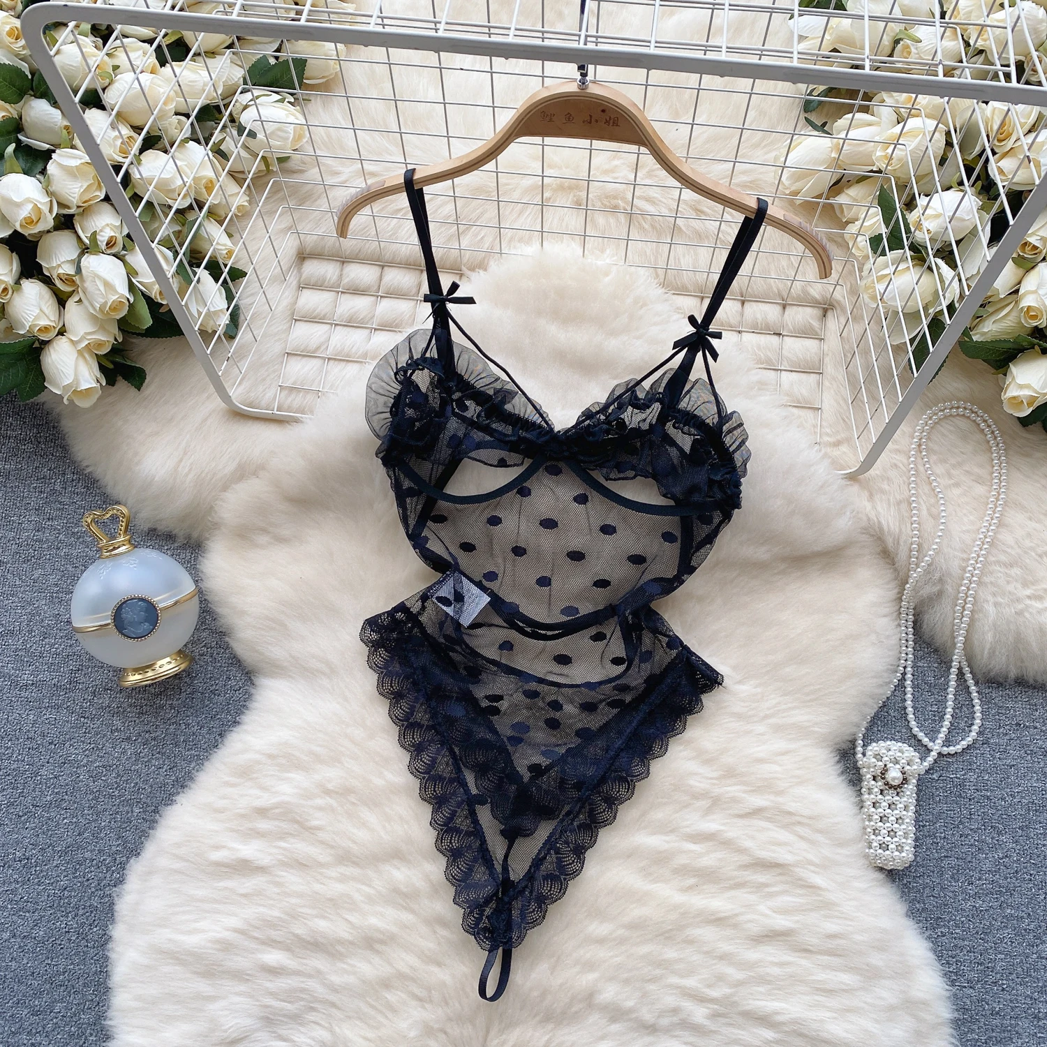 

Женское нижнее белье, сексуальный прозрачный кружевной комбинезон в горошек, эротические модные комбинезоны, комбинированный комбинезон, Комбинезоны на бретелях, Лидер продаж