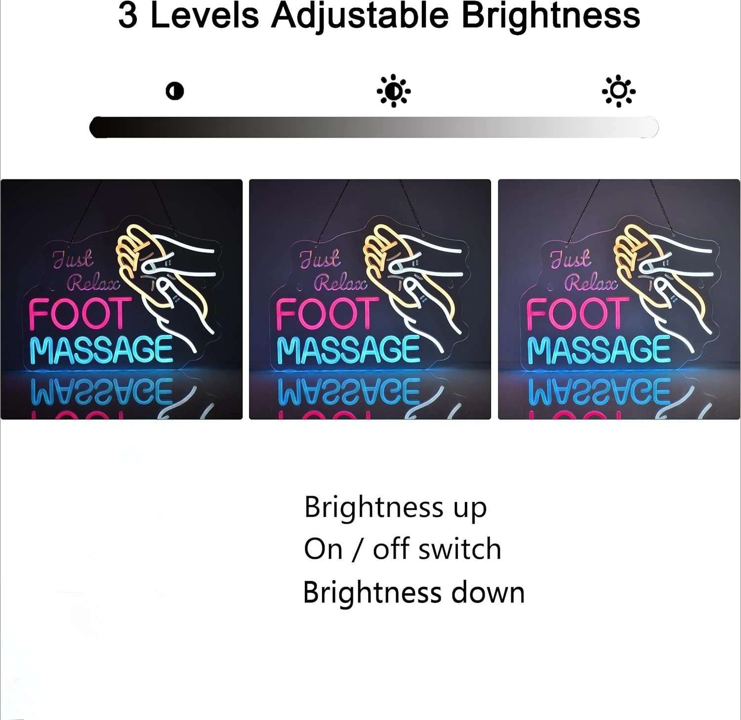 Foot Massage Neon Sign LED Dimmable Neon Light for Foot Relax Massage Room Foot Baths Spa Salon Wellness Center Wall Decor Gift