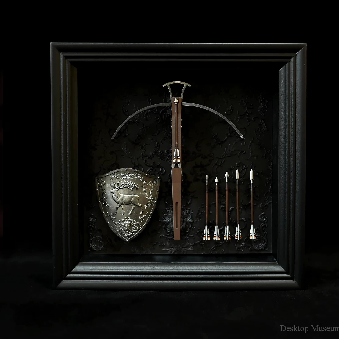 Medieval Crossbow Photo Frame Epoxy Resin Handmade Hand-Painted Desktop Decor Figurine Ornament