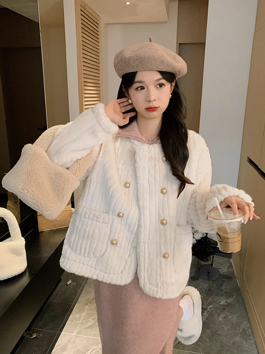 

Новая теплая зимняя куртка ANLI из искусственной кожи с мехом, на двух пуговицах, свободного кроя, для повседневной носки, с круглым вырезом, из полиуретана...