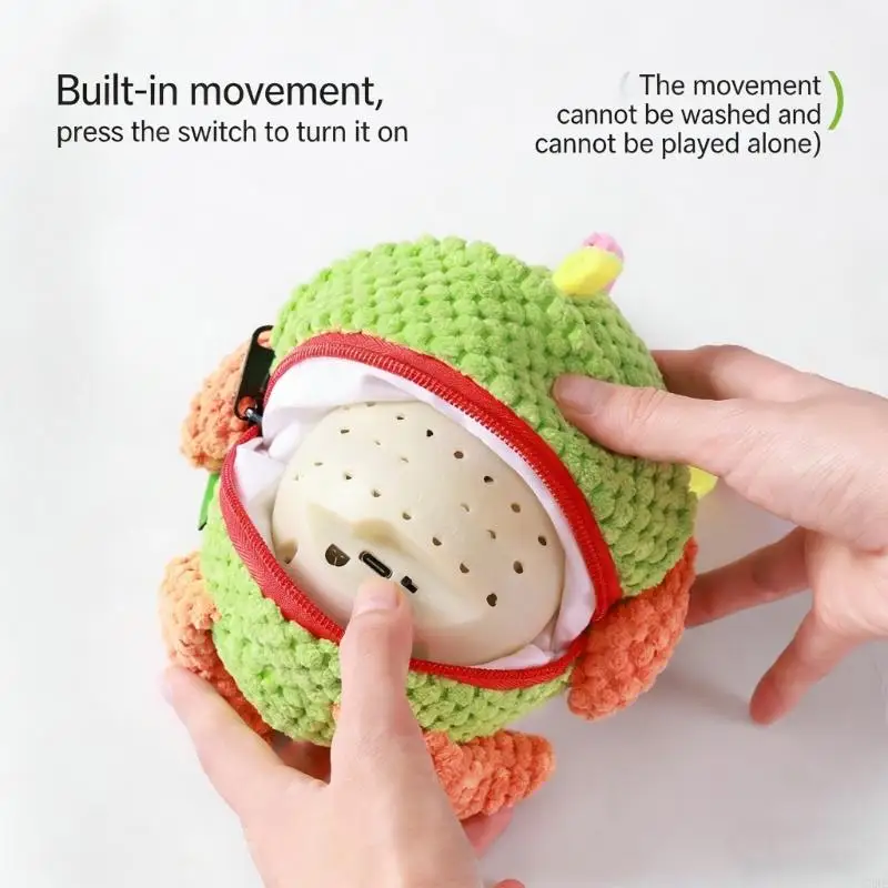 Vibrating Dog Toy Rechargeable Teaser for Pet Cats Dogs Interactive Plush Panda Ball with Bounce and Sound Effect KXRE