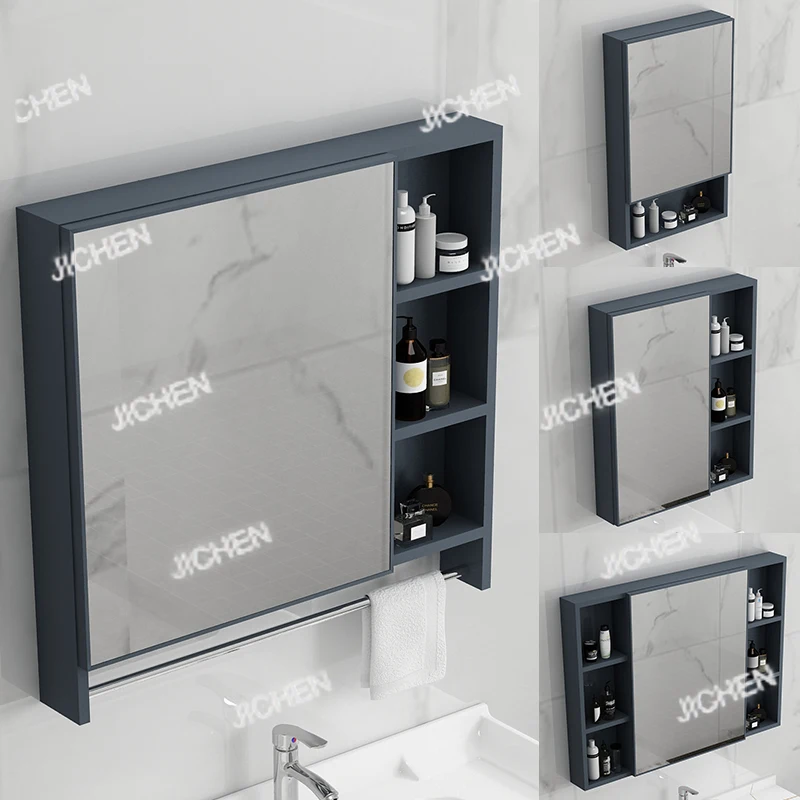 

Nordic mirror cabinet, mirror box, space aluminum bathroom cabinet combination, separate storage box, bathroom wall-mounted stor