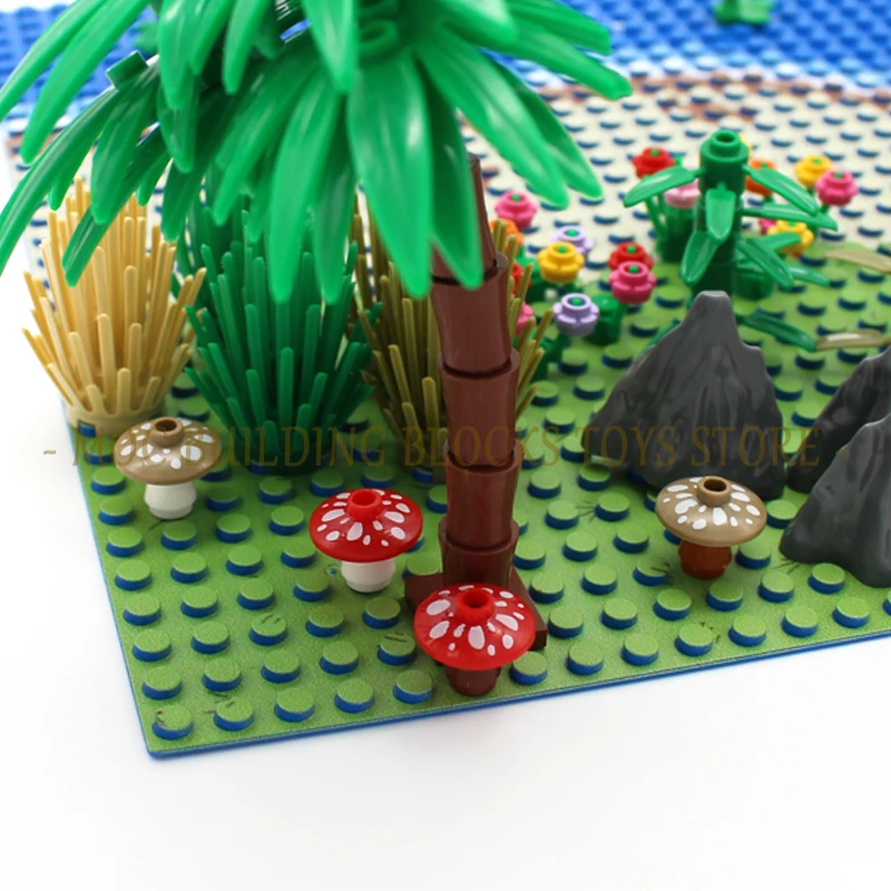 MOC Parts 4740 Dish 2x2 Inverted Printing Mushroom Building Bricks Blocks Plants Grass Flower Food Jungle Accessories Toys