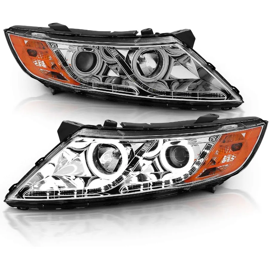 20112015 كيا أوبتيما الهالوجين نموذج إكستريم LED هالة خواتم العارض كروم استبدال المصابيح الأمامية مجموعة للسائق والركاب Si #2