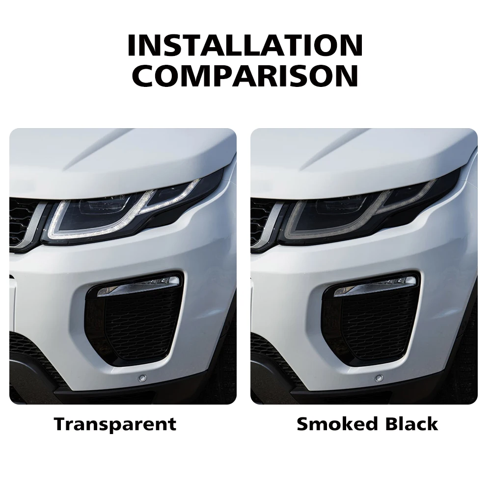 

Для Range Rover Evoque 2012-2026: Дымчато-черная глянцевая защитная пленка для фар (предварительно вырезанная), TPU PPF, антицарапийный виниловый комплект для автомобиля