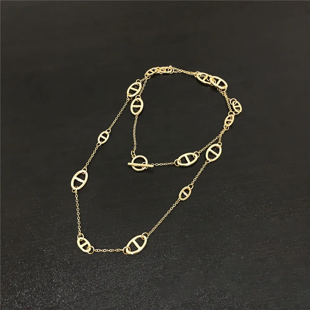 High Quality  Sweater Necklace Gold Color Long Chain Fashion Necklace for Women Party Jewelry
