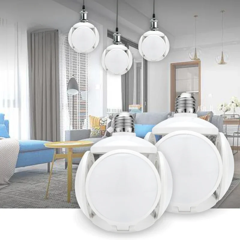 E27 LED Football UFO Bulb Foldable Fan Blade Lamp for Ceiling Light Downlight Bedside Table Reading Light