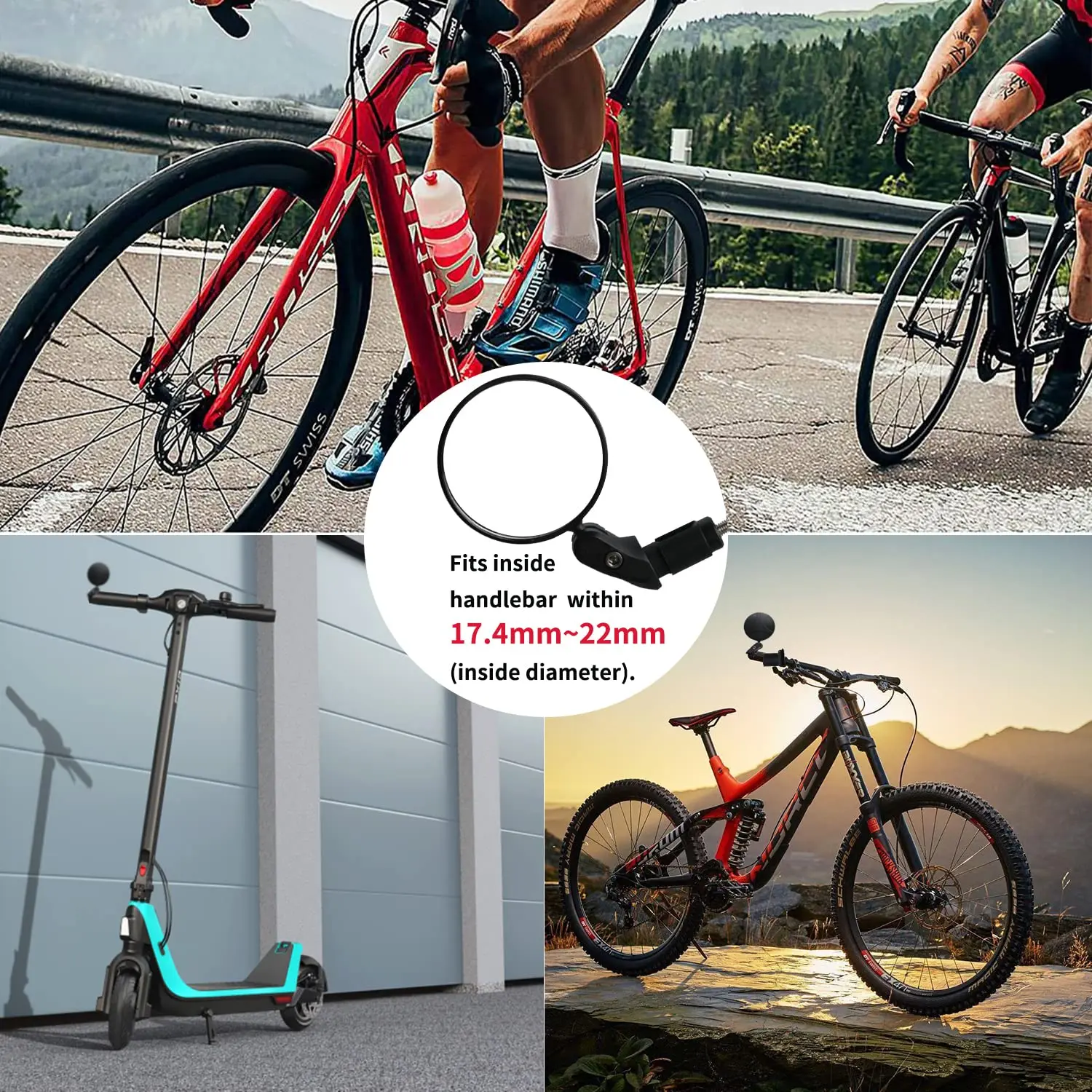 DOMEN Fahrrad Weitwinkel Rückspiegel Fahrrad 360° ° Drehen Sie den verstellbaren Spiegel MTB-Fahrradlenker Rückspiegel Fahrradzubehör – Detail 8