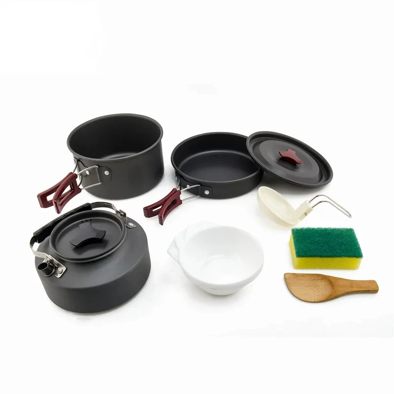 

Widesea Camping Cookware Set Outdoor Pot Tableware Kit Cooking Water Kettle Pan Travel Cutlery Utensils Hiking Picnic Equipment