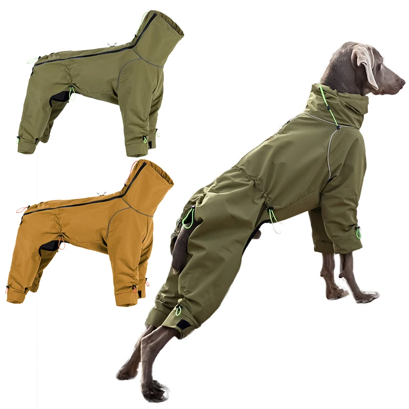 

Autumn Winter Four Leg Protection Suit Dog Windproof High Neck Jacket With Reflective Stripe Dog Clothes Waterproof Dog Jacket