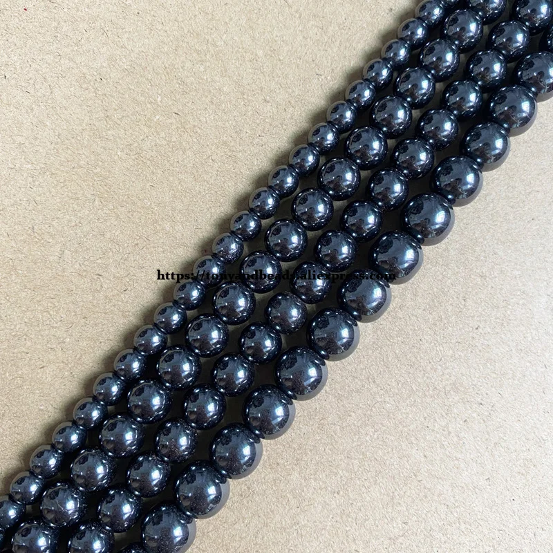 Natural Stone Black Hematite Round Loose Beads 4 6 8 10 MM 15