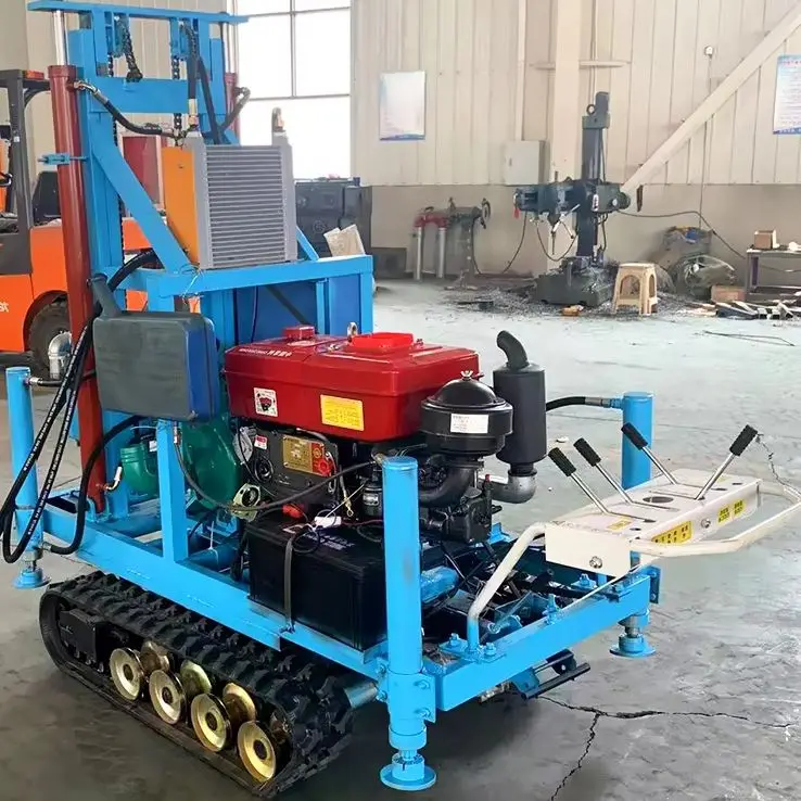

Customized Multi Model Diesel Water Well Drilling Rig Hydraulic 22-35HP Portable Crawler Wheel 100-180m Drilling