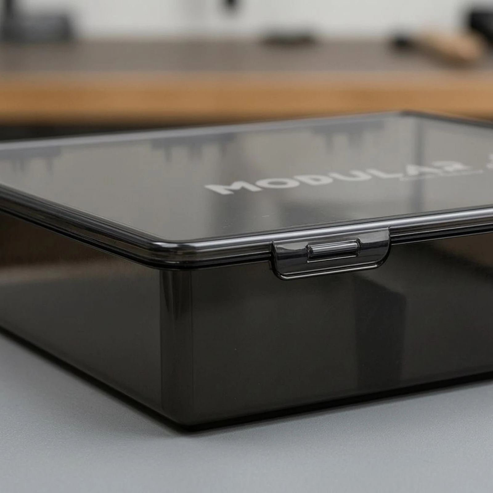 モジュール式収納ボックス-ブラック-小物整理用プラスチック収納トレイ-スリムライン小物整理用オーガナイザー-高視認性