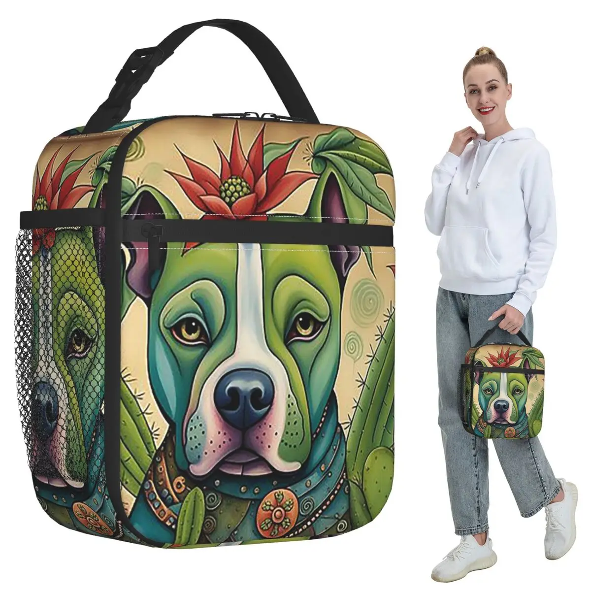 

Термосумка для обедов Pit Bull Prickly Portraits для детей, школьная термосумка-холодильник, герметичный контейнер для еды